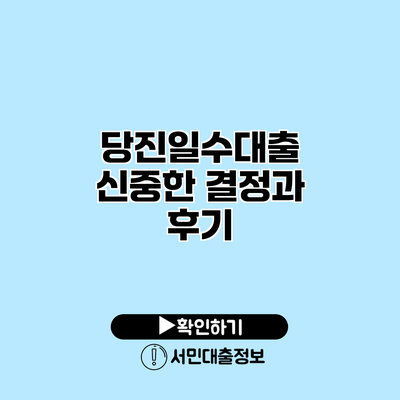 당진일수대출: 신중한 결정과 후기