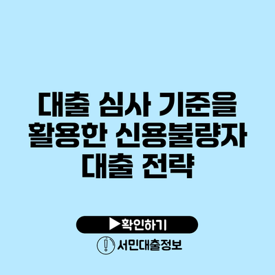 대출 심사 기준을 활용한 신용불량자 대출 전략