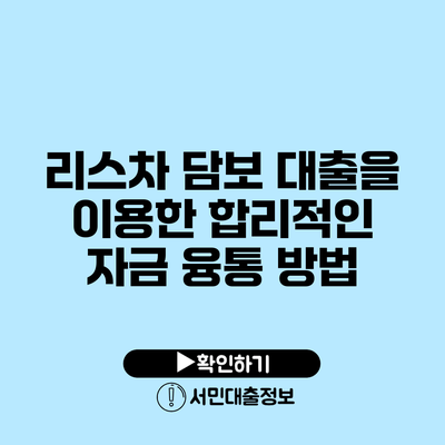 리스차 담보 대출을 이용한 합리적인 자금 융통 방법