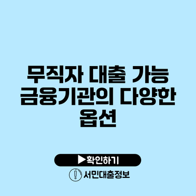 무직자 대출 가능 금융기관의 다양한 옵션