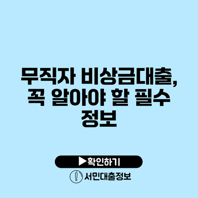 무직자 비상금대출, 꼭 알아야 할 필수 정보