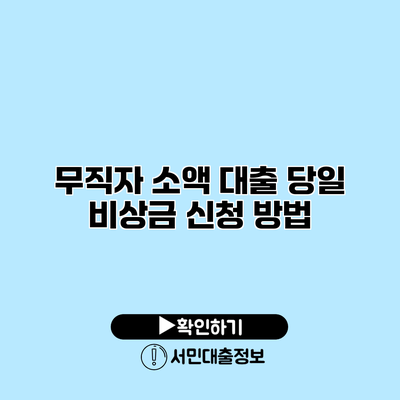 무직자 소액 대출 당일 비상금 신청 방법