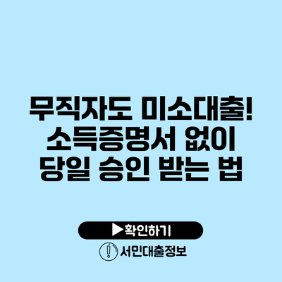 무직자도 미소대출! 소득증명서 없이 당일 승인 받는 법