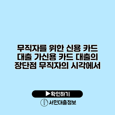 무직자를 위한 신용 카드 대출 가신용 카드 대출의 장단점: 무직자의 시각에서