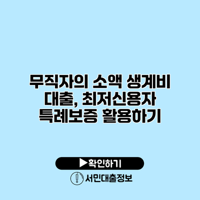 무직자의 소액 생계비 대출, 최저신용자 특례보증 활용하기