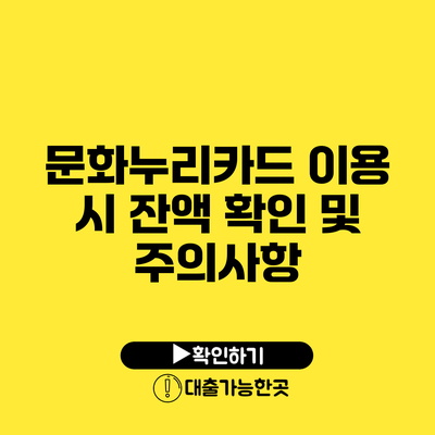 문화누리카드 이용 시 잔액 확인 및 주의사항