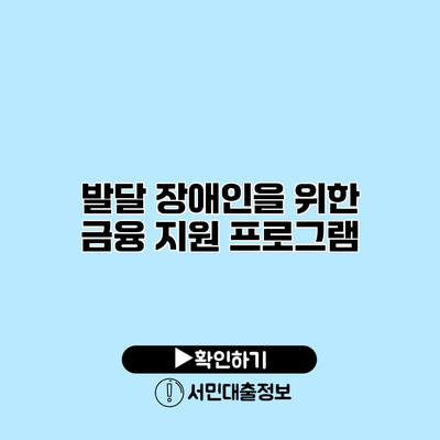 발달 장애인을 위한 금융 지원 프로그램