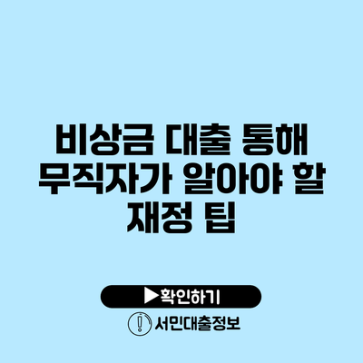 비상금 대출 통해 무직자가 알아야 할 재정 팁