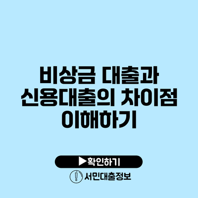 비상금 대출과 신용대출의 차이점 이해하기