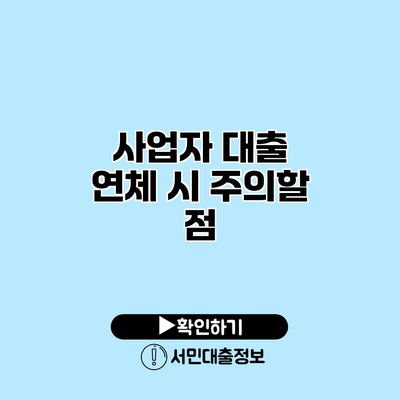 사업자 대출 연체 시 주의할 점