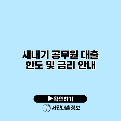 새내기 공무원 대출 한도 및 금리 안내