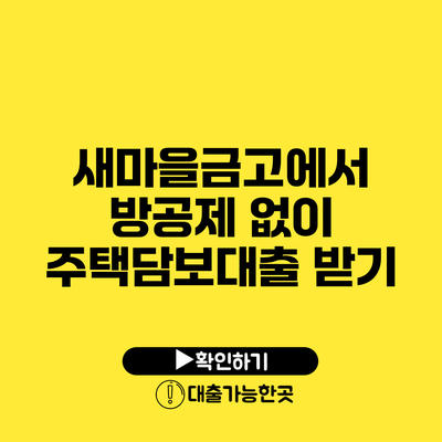 새마을금고에서 방공제 없이 주택담보대출 받기