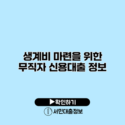 생계비 마련을 위한 무직자 신용대출 정보