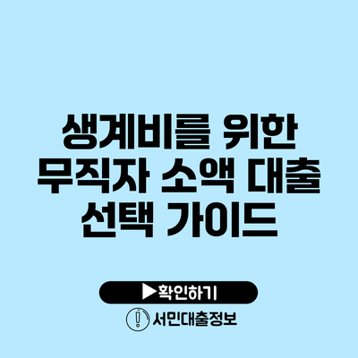 생계비를 위한 무직자 소액 대출 선택 가이드