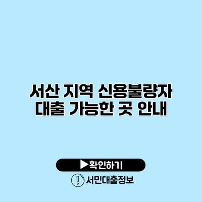 서산 지역 신용불량자 대출 가능한 곳 안내