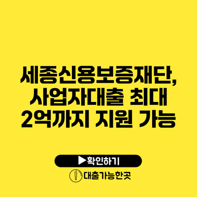 세종신용보증재단, 사업자대출 최대 2억까지 지원 가능
