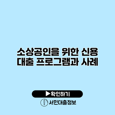 소상공인을 위한 신용 대출 프로그램과 사례