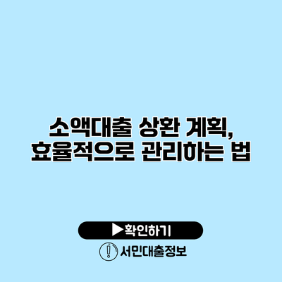 소액대출 상환 계획, 효율적으로 관리하는 법