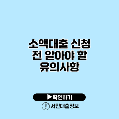 소액대출 신청 전 알아야 할 유의사항