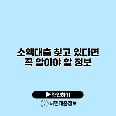 소액대출 찾고 있다면: 꼭 알아야 할 정보
