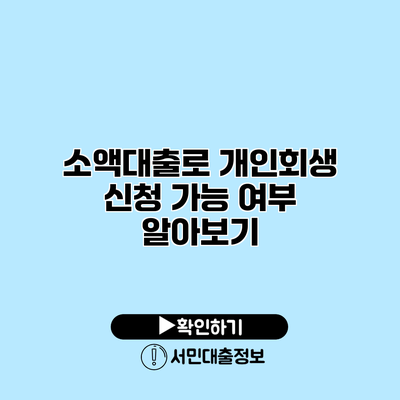 소액대출로 개인회생 신청 가능 여부 알아보기