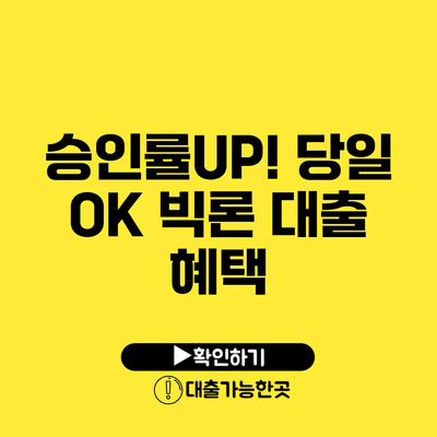 승인률UP! 당일 OK 빅론 대출 혜택