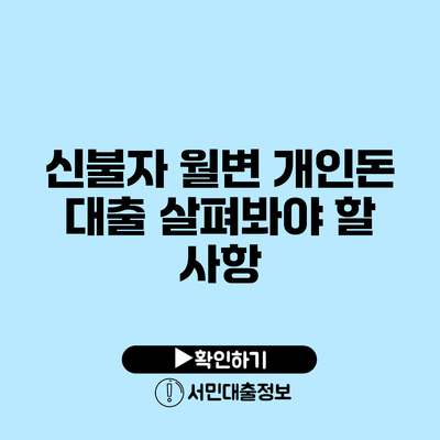 신불자 월변 개인돈 대출: 살펴봐야 할 사항