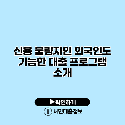 신용 불량자인 외국인도 가능한 대출 프로그램 소개