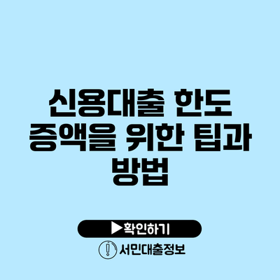 신용대출 한도 증액을 위한 팁과 방법