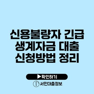 신용불량자 긴급 생계자금 대출 신청방법 정리