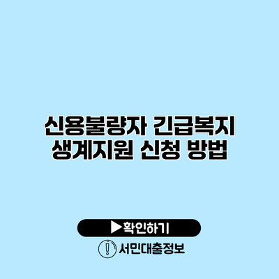 신용불량자 긴급복지 생계지원 신청 방법