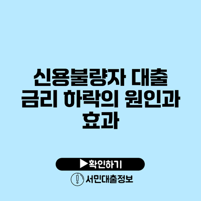 신용불량자 대출 금리 하락의 원인과 효과