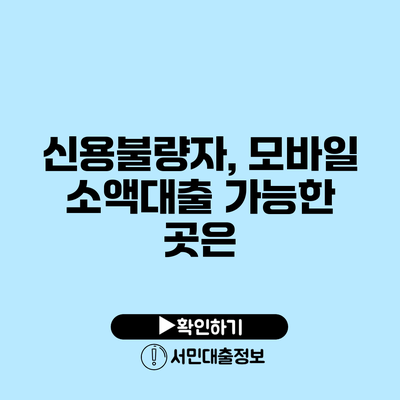 신용불량자, 모바일 소액대출 가능한 곳은?
