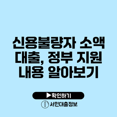 신용불량자 소액 대출, 정부 지원 내용 알아보기