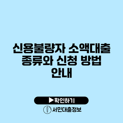 신용불량자 소액대출 종류와 신청 방법 안내