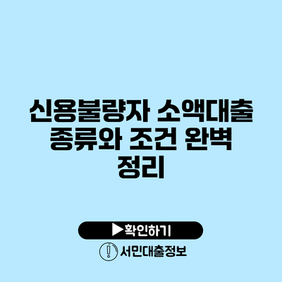 신용불량자 소액대출 종류와 조건 완벽 정리