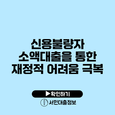 신용불량자 소액대출을 통한 재정적 어려움 극복