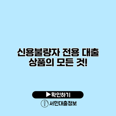 신용불량자 전용 대출 상품의 모든 것!