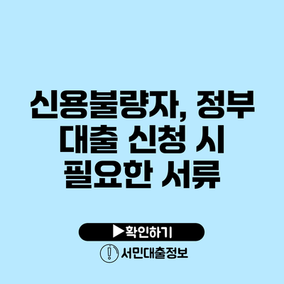 신용불량자, 정부 대출 신청 시 필요한 서류