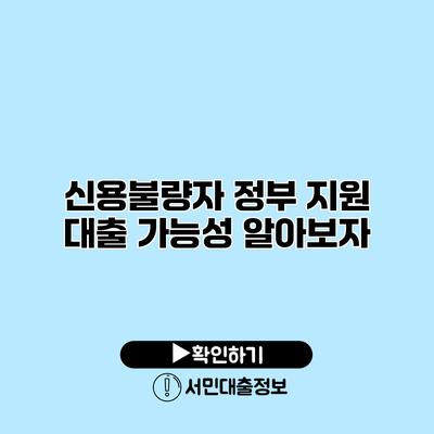 신용불량자 정부 지원 대출 가능성: 알아보자