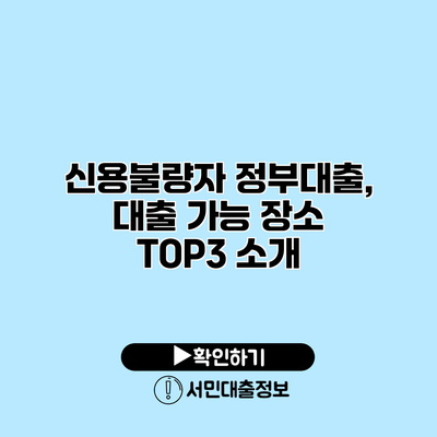 신용불량자 정부대출, 대출 가능 장소 TOP3 소개