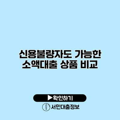 신용불량자도 가능한 소액대출 상품 비교