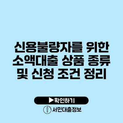 신용불량자를 위한 소액대출 상품 종류 및 신청 조건 정리
