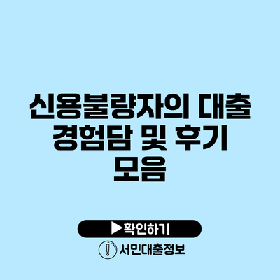 신용불량자의 대출 경험담 및 후기 모음