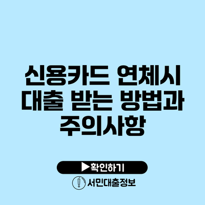 신용카드 연체시 대출 받는 방법과 주의사항