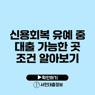 신용회복 유예 중 대출 가능한 곳 조건 알아보기