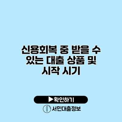 신용회복 중 받을 수 있는 대출 상품 및 시작 시기
