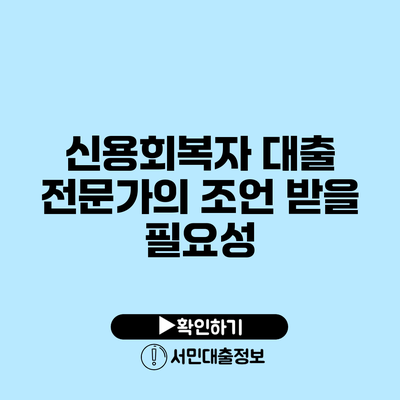 신용회복자 대출 전문가의 조언 받을 필요성