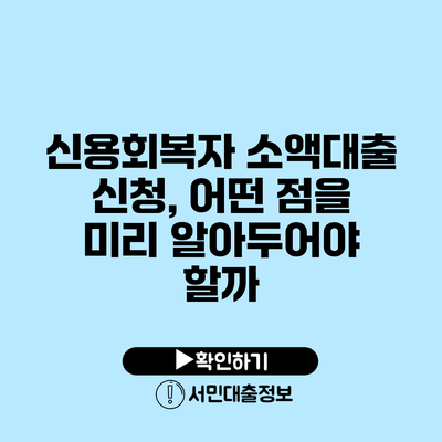 신용회복자 소액대출 신청, 어떤 점을 미리 알아두어야 할까?