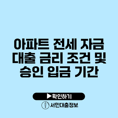 아파트 전세 자금 대출 금리 조건 및 승인 입금 기간
